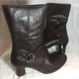 Born mid calf brown leather dress boot